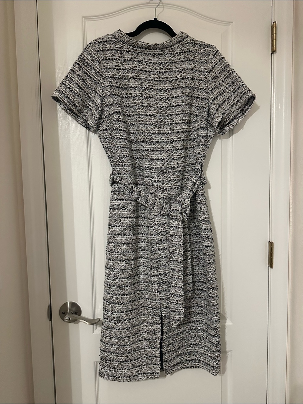 Alexia Admor Gray Tweed Short-Sleeve Knit Belted Dress